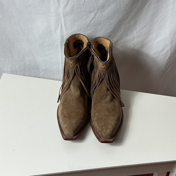 J.B. Dillon Fringe Suede Ankle Booties - Tan - Picture 4 of 12